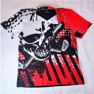 Tattoo Golf Blade Collection Skull Polo Shirt Mens M Red Black Graphic Stretch